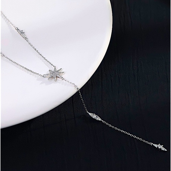 Sterling Silver Dainty Star Necklace, CZ Necklace,  North Star Crystal - Picture 9 of 11